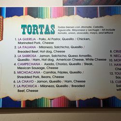 Menu on wall