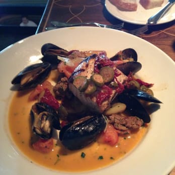 Eleven - Grilled swordfish with mussels and sausage and fingerling potatoes - New American Near Me - Pittsburgh, Pennsylvania