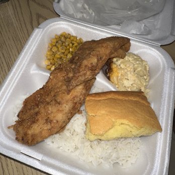 Bertha's Kitchen - Fried fish, corn, Mac and cheese, white rice, corn bread - Southern Near Me - North Charleston, South Carolina