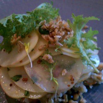 Olamaie - Salad of Green Apples: green farro, chanterelle, grain mustard - Southern Near Me - Austin, Texas