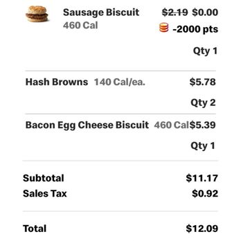 McDonalds - Quick breakfast to go.  Used some of my points - Burgers Near Me - Williams, California