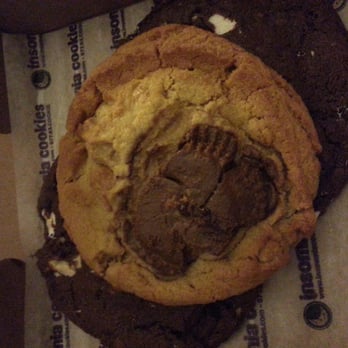 Insomnia Cookies - Chocolate peanut butter cup cookies on top of two smores cookies - Desserts Near Me - Lubbock, Texas Insomnia Cookies - Chocolate peanut butter cup cookies on top of two smores cookies - Desserts Near Me - Lubbock, Texas