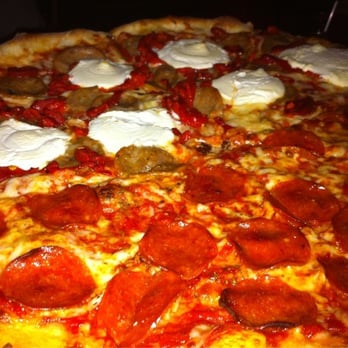 Home Slice Pizza - Half pepperoni half #6 (sausage, ricotta, roasted red pepper) medium pizza - Pizza Near Me - Austin, Texas Home Slice Pizza - Half pepperoni half #6 (sausage, ricotta, roasted red pepper) medium pizza - Pizza Near Me - Austin, Texas