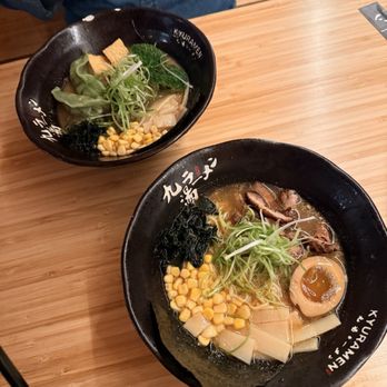 Kyuramen - Downtown Chicago - Purple Sweet Potato Fries (8) Vegetable Miso Ramen (9) Chicken Ramen - Japanese Curry Near Me - Chicago, Illinois
