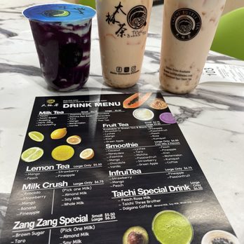 Taichi Bubble Tea - Taro Zang Zang and Peach Rose Milk Tea. - Poke Near Me - Sacramento, California Taichi Bubble Tea - Taro Zang Zang and Peach Rose Milk Tea. - Poke Near Me - Sacramento, California