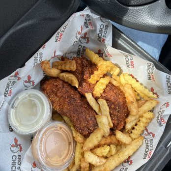Bro’s Hot Chicken - Bros #2. 2 Jumbo Tenders with Fries - Chicken Shop Near Me - Miami, Florida