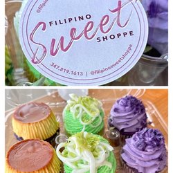 Filipino Sweet Shoppe - Ube Flan, Buko Pandan and Ube cupcakes.