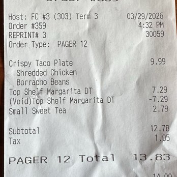 Chacho's - Canceled my margarita since it's not really top shelf tequila!!! Since when is a $8.99 bottle of tequila considered top shelf???? - Mexican Near Me - San Antonio, Texas