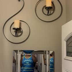 Upscale Rummage and Furniture Warehouse - One of the mirrors and  two wall sconces I purchased.