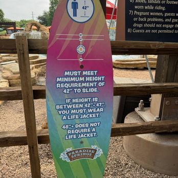Paradise Springs Water Park - Zip line height requirements. 42"-47" life jacket required. 48"+ no restrictions - Water Parks Near Me - Grapevine, Texas Paradise Springs Water Park - Zip line height requirements. 42"-47" life jacket required. 48"+ no restrictions - Water Parks Near Me - Grapevine, Texas