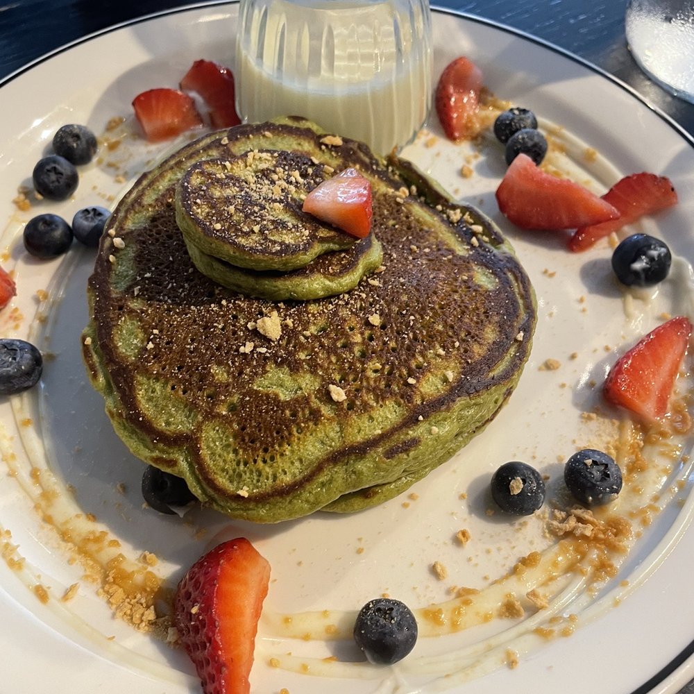 The matcha pancakes were delicious. The matcha pancakes were delicious.