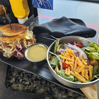 Topgolf - My new fav! The new patty melt! Such a freakin' juicy messy taste of deliciousness! - New American Near Me - Hillsboro, Oregon