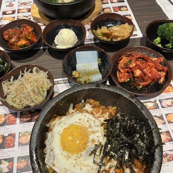 A Ri Rang Tofu House - S20. Dolsot Kimchi Fried Rice & S10. Bibimbap - Korean Near Me - San Gabriel, California