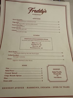 Menu photo 1 Freddy's Steak House Hammond, IN Menu photo 1 Freddy's Steak House Hammond, IN