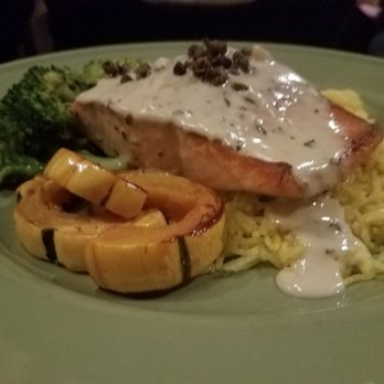 Rye - Seared coho with dijon sauce, basmati rice, and seasonal veggies - French Near Me - Eugene, Oregon
