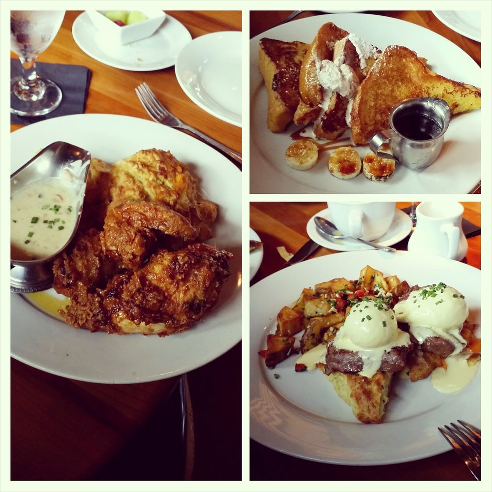 Roaring Fork - Honey dipped fried chicken, creme Brulee french toast, and beef tenderloin benedict. - New American Near Me - Austin, Texas Roaring Fork - Honey dipped fried chicken, creme Brulee french toast, and beef tenderloin benedict. - New American Near Me - Austin, Texas