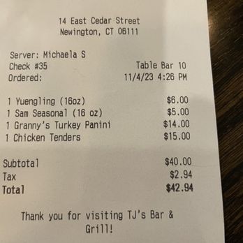 TJ's on Cedar - Beer prices arre pretty good - American Near Me - Newington, Connecticut TJ's on Cedar - Beer prices arre pretty good - American Near Me - Newington, Connecticut
