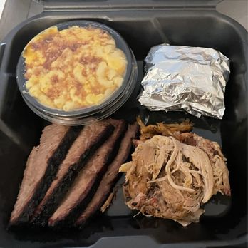 Mission BBQ - 2 Meat sampler with Brisket and pulled pork - Barbeque Near Me - Brandon, Florida Mission BBQ - 2 Meat sampler with Brisket and pulled pork - Barbeque Near Me - Brandon, Florida