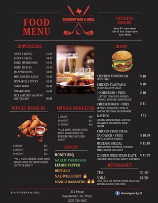 Menu photo 3 Roundup Bar & Grill Sweetwater, TX