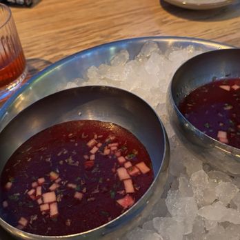 De Kas - chilled beet / vinegar soup - Modern European Near Me - Amsterdam, New Hampshire