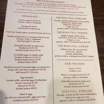Dial Bar & Restaurant - Breakfast menu - British Near Me - Burton On Trent, STS Dial Bar & Restaurant - Breakfast menu - British Near Me - Burton On Trent, STS