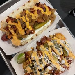 Elote loaded tots, and a daddy's dog