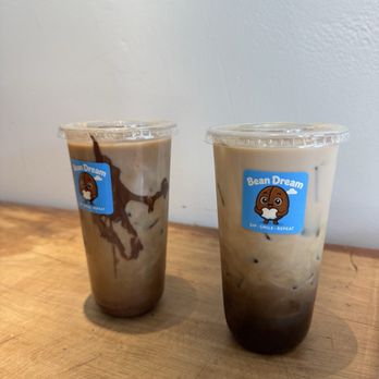 Bean Dream - Banana pudding latte (left) and Nutella decaf (right) - Coffee & Tea Near Me - San Francisco, California Bean Dream - Banana pudding latte (left) and Nutella decaf (right) - Coffee & Tea Near Me - San Francisco, California