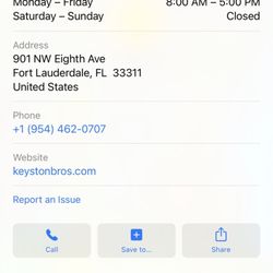 Keyston Bros - Fort Lauderdale - On picture you can see at what time I did screenshot. I was outside, and can't pick up what I ordered.