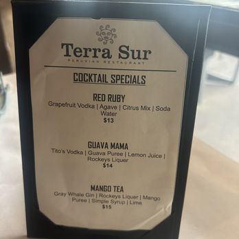 Terra Sur Cafe - Cocktail specials - Peruvian Near Me - Tampa, Florida Terra Sur Cafe - Cocktail specials - Peruvian Near Me - Tampa, Florida