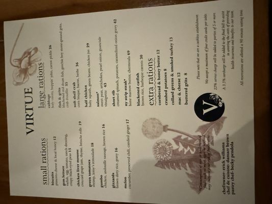 Menu photo 1 Virtue Restaurant Chicago, IL