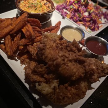 Brookwood Grill - Chicken Tenders Platter Smoked Gouda Macaroni and Cheese Sweet Potato Fries - American Near Me - Roswell, Georgia Brookwood Grill - Chicken Tenders Platter Smoked Gouda Macaroni and Cheese Sweet Potato Fries - American Near Me - Roswell, Georgia
