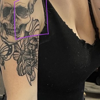 Lions Den Tattoo Studio - Wanted this higher and tucked behind the side of the skull. Was also told "no that's a hard spot to tattoo" - Tattoo Near Me - San Diego, California Lions Den Tattoo Studio - Wanted this higher and tucked behind the side of the skull. Was also told "no that's a hard spot to tattoo" - Tattoo Near Me - San Diego, California