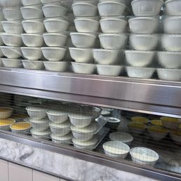 Window display of the steamed milk desserts Window display of the steamed milk desserts