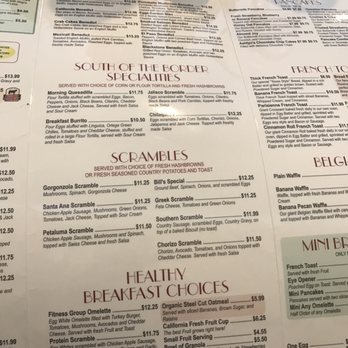 Bill's Cafe - Menu - American Near Me - San Jose, California