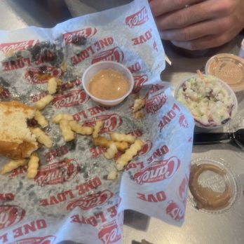 Raising Cane's Chicken Fingers - A full stomach and two very satisfied customers - American Near Me - Redding, California Raising Cane's Chicken Fingers - A full stomach and two very satisfied customers - American Near Me - Redding, California