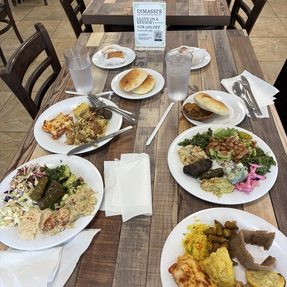 Dimassi's Mediterranean Buffet - Buffet selections-dessert plates on picture top - Mediterranean Near Me - Richardson, Texas Dimassi's Mediterranean Buffet - Buffet selections-dessert plates on picture top - Mediterranean Near Me - Richardson, Texas