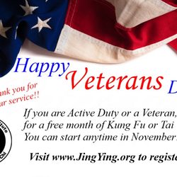 Jing Ying Institute of Kung Fu & Tai Chi - Special offer for Veterans Day - all month!