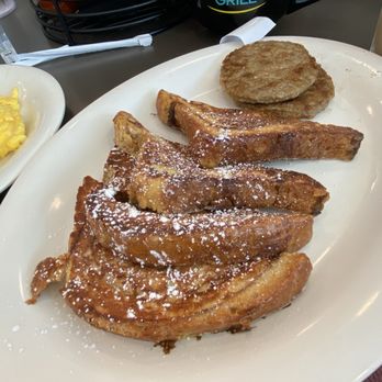 Eggs Up Grill - Cinnamon Swirl French Toast with Side Sausage Patty - Breakfast & Brunch Near Me - Orlando, Florida