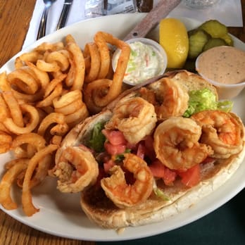 Black Duck Cafe - Shrimp Po Boy with curly fries. - Bars Near Me - Westport, Connecticut Black Duck Cafe - Shrimp Po Boy with curly fries. - Bars Near Me - Westport, Connecticut
