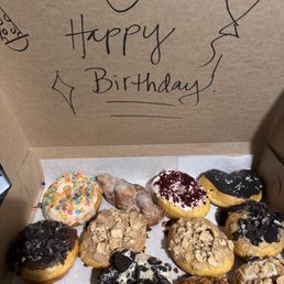Dozen donuts. The bourbon glaze on the bacon donut was the favorite! Dozen donuts. The bourbon glaze on the bacon donut was the favorite!