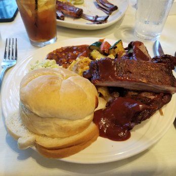 Jack Stack Barbecue - Freight House - Plate with lots of food (part of the restaurant was rented out for an event) - Barbeque Near Me - Kansas City, Missouri Jack Stack Barbecue - Freight House - Plate with lots of food (part of the restaurant was rented out for an event) - Barbeque Near Me - Kansas City, Missouri