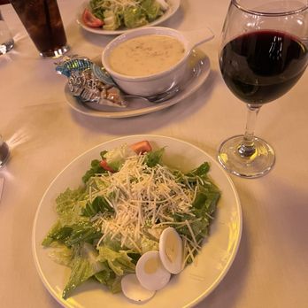 Monte Carlo - House salad with clam chowder soup and a glass of Malbec - Steakhouses Near Me - Minneapolis, Minnesota Monte Carlo - House salad with clam chowder soup and a glass of Malbec - Steakhouses Near Me - Minneapolis, Minnesota