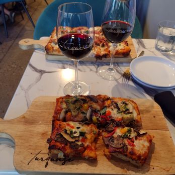 Turquoise Wine Bar - Veggie pizza with a crust that will knock your socks off! - Wine Bars Near Me - Glendale, Arizona