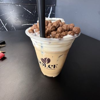 Dolce Cravings - Coco puffs latte - Desserts Near Me - Downey, California Dolce Cravings - Coco puffs latte - Desserts Near Me - Downey, California