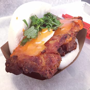 Ekiben - The Neighborhood Bird (Taiwanese curry chicken with pickles and spicy mayo) on a steamed bun — SO GOOD! - Asian Fusion Near Me - Baltimore, Maryland