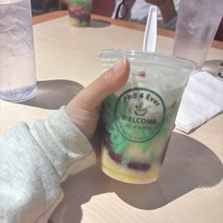 The chè ba màu dessert, which was very delicious and just like my family always prepares. Please take a risk if you've never had it before!