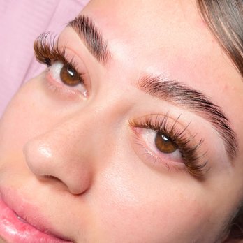 Jo Saucedo Aesthetics - Brow lamination with a tint and a drama queen lash extensions with a brown base and black spikes - Estheticians Near Me - Tigard, Oregon Jo Saucedo Aesthetics - Brow lamination with a tint and a drama queen lash extensions with a brown base and black spikes - Estheticians Near Me - Tigard, Oregon