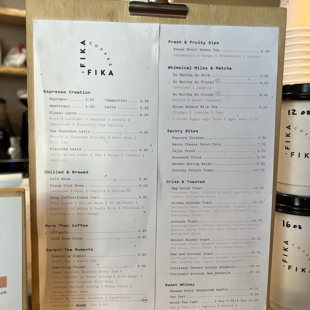 Fika Fika Coffee - Menu - Coffee & Tea Near Me - Pasadena, California Fika Fika Coffee - Menu - Coffee & Tea Near Me - Pasadena, California