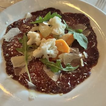 Bella Piatti - Waygu beef carpaccio with giardiniera vegetables, arugula and shaved parm.  It was incredible. - Italian Near Me - Birmingham, Michigan