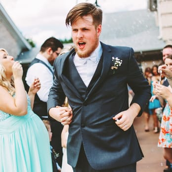 Stephanie Rogers Photography - Excited for their honeymoon and running through their guests at Northeast Wedding Chapel - Session Photography Near Me - Houston, Texas Stephanie Rogers Photography - Excited for their honeymoon and running through their guests at Northeast Wedding Chapel - Session Photography Near Me - Houston, Texas